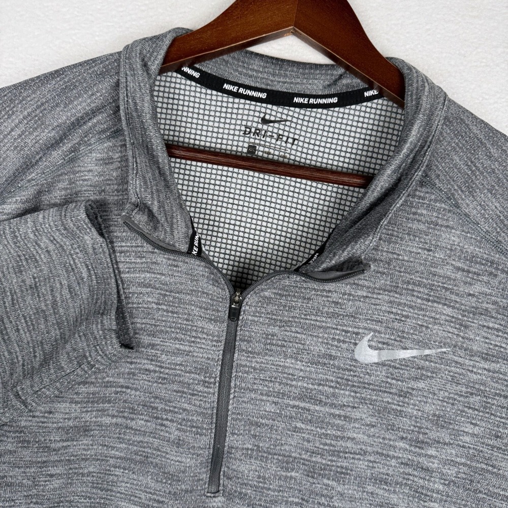 Nike Running Pacer Pullover Mens XXL Gray Waffle Dri-FIT 1/4 Zip LS BV4755-068